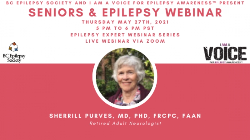Seniors and Epilepsy Webinar May 27th at 5 pm pst