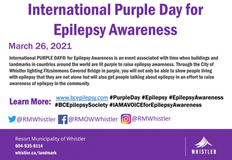 Fitzsimmons Creek Bridge in Whistler to light up purple on Purple Day® on March 26th!