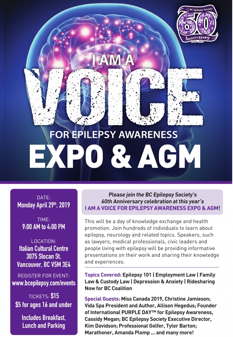 I Am A Voice for Epilepsy Awareness Expo &amp; AGM on April 29th
